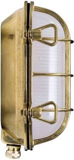 Ovale scheepslamp Hook, messing, opaal gesatineerd