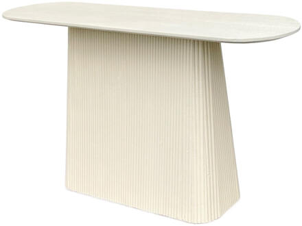 Ovale Sidetable 'Puck' Mangohout, 140cm, kleur Ivoor - 140 cm