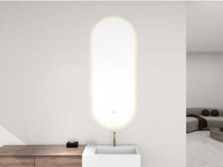 Ovale Spiegel BWS Alumi met Dimbare LED Verlichting en Spiegelverwarming 50 x 100 cm Wit