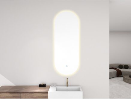 Ovale Spiegel Wiesbaden Lumia met Dimbare LED Verlichting en Spiegelverwarming 50 x 100 cm Wit