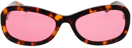 Ovale Zonnebril met Logo Detail Bruin - One Size