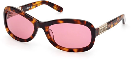 Ovale zonnebril voor dames in Havana met roze lenzen Gcds , Brown , Dames - 58 MM