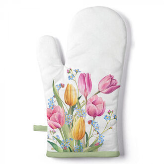 Ovenhandschoen Tulips Bouquet Wit