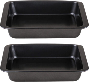 Ovenschaal - 2x - rechthoek - 2.5 Liter - 28 x 22 x 4,5 cm - met anti-kleef laag
