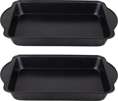 Ovenschaal - 2x - rechthoek - 5 Liter - 41 x 25 x 5 cm - met anti-kleef laag