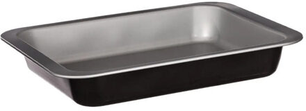 Ovenschaal of bakvorm/diepe bakplaat Backery Pro - metaal - anti-aanbak laag - zwart - 28 x 22 cm - Ovenschalen