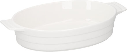 Ovenschaal - ovaal - keramiek - 31 x 18,5 cm - wit - braadslede