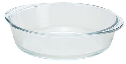 Ovenschaal rond glas 1,5 liter - Ovenschalen/braadslede - 21x21x6 cm - Ovenschalen Transparant