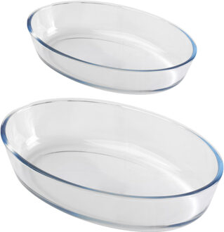 Ovenschaal set 2-delig - ovaal - glas - 0,7 en 2,4L