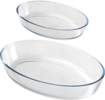 Ovenschaal set 2-delig - ovaal - glas - 0,7 en 3L