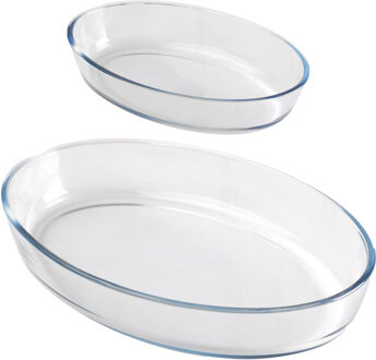 Ovenschaal set 2-delig - ovaal - glas - 0,75 en 4L