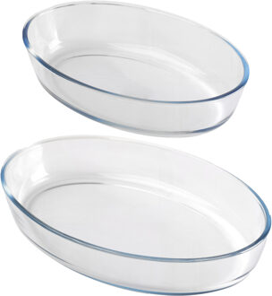 Ovenschaal set 2-delig - ovaal - glas - 2,4 en 4L