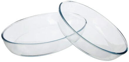 Ovenschaal set 2x stuks ovaal - Transparant - Glas - 26 en 35 cm