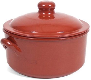 Ovenschaal/stoofpot - Oviedo - aardewerk - 26 x 18 cm - met deksel - bruin