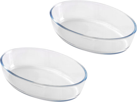 Ovenschaal van borosilicaat glas - 2x - ovaal - 1.6 Liter - 26 x 18 x 6 cm