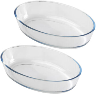 Ovenschaal van borosilicaat glas - 2x - ovaal - 2.4 Liter - 31 x 21 x 7 cm
