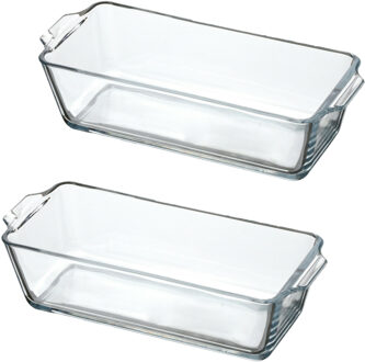 Ovenschaal van borosilicaat glas - 2x - rechthoek - 0.8 Liter - 23 x 10 x 6 cm