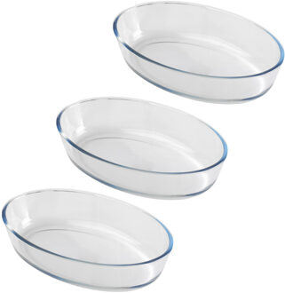 Ovenschaal van borosilicaat glas - 3x - ovaal - 0.75 Liter - 22 x 14 x 5 cm