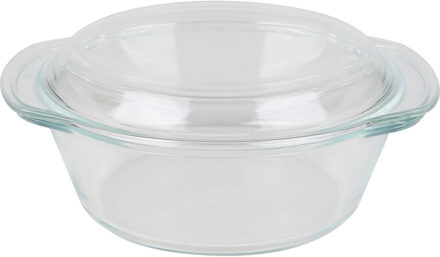 Ovenschaal van borosilicaat glas met deksel - rond - 1.5 Liter - 24 x 21 x 10 cm