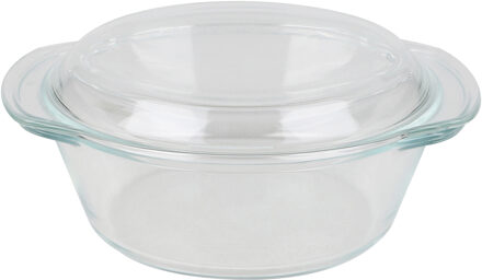Ovenschaal van borosilicaat glas met deksel - rond - 2.1 Liter - 26 x 23 x 10,5 cm