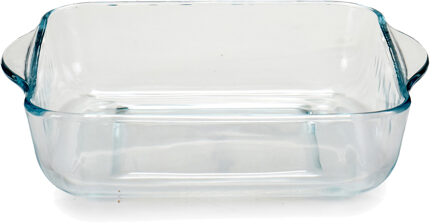 Ovenschaal van borosilicaat glas - vierkant - 2 Liter - 25,5 x 22 x 6 cm - Ovenschalen Transparant