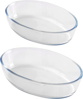Ovenschalen 2-delige set - ovaal - borosilicaat glas - 1.6 en 2.4 Liter