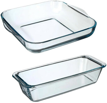 Ovenschalen set 2x formaten - Glas - 29 x 29 cm/31 x 12 cm - Ovenschalen Transparant