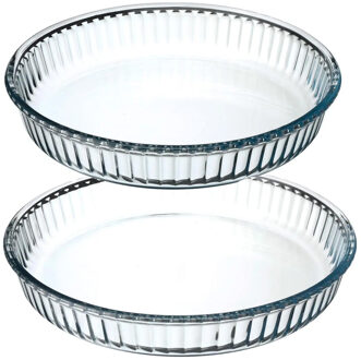 Ovenschalen set rond - Transparant Glas - Diameter 26 en 32 cm - Ovenschalen