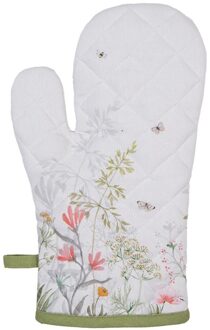 Ovenwant 18x30 cm Wit Katoen Bloemen Wit