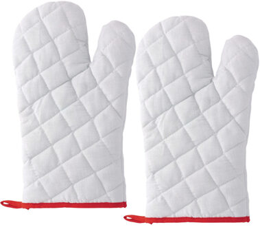 Ovenwant - 2x - wit - katoen - volwassenen - ovenhandschoen