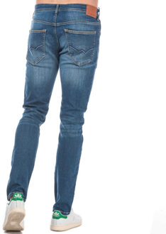 Overbug jeans met taps toelopende pijpen voor heren, denim Blauw