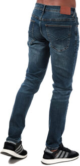 Overbug jeans met taps toelopende pijpen voor heren, denim - maat Blauw