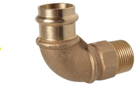 Overgangshoek van rood messing 90°, blank, 18 mm x 3/4"ET, 1 socket, (P4092g) - 988622455