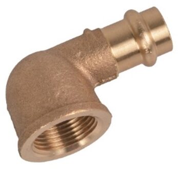 Overgangshoek van rood messing 90°, blank, 18 mm x 3/4"IT, 1 socket, (P4090g) - 988621555