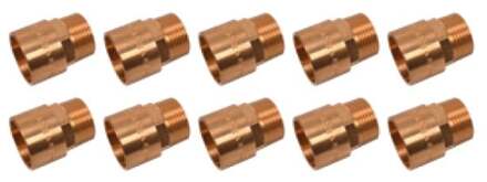 Overgangsnippel van rood messing, blank, 18 mm x 1/2"ET, 1 socket (4243g) (10x) - 989088655