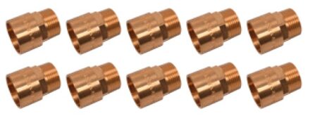 Overgangsnippel van rood messing, blank, 22 mm x 3/4"ET, 1 socket (4243g) (10x) - 989084060