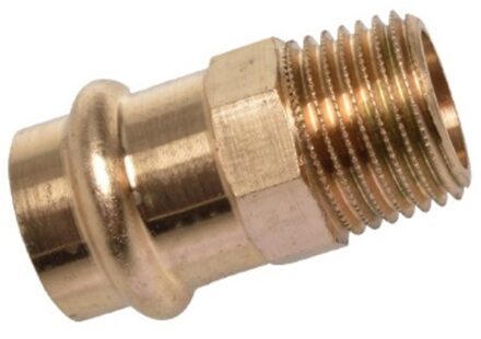 Overgangsnippel van rood messing, blank, 22 mm x 3/4"ET, 1 socket, (P4243g) (10x) - 988623560