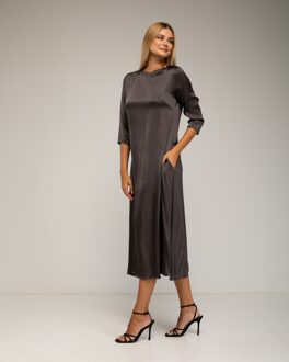 Overgrote zijden jurk Bruin - One Size