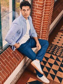 Overhemd Big Stripe Blauw - 3XL,L,M,XL,XXL