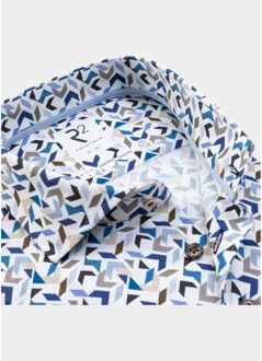 Overhemd extra lange mouw blue beige graphic print cott 132.wsp.xls.002/014 Blauw - 44 (XL)