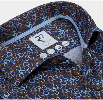 Overhemd extra lange mouw carabiner print on knitted 130.wsp.xls.002/010 Blauw - 41 (L)