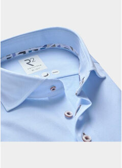 Overhemd extra lange mouw solid technical dobby knitted 132.wsp.xls.001/018 Blauw - 43 (XL)