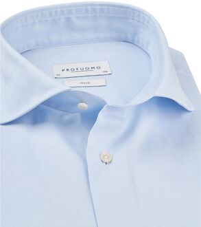 Overhemd Heren Travelshirt Blauw Katoen