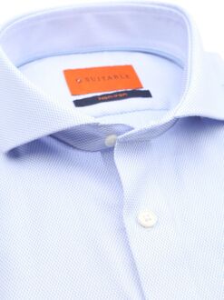 Overhemd Jacquard Luxe Lichtblauw - 38,39,40,41,42,43