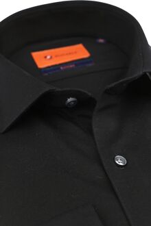 Overhemd Knitted Pique Zwart - 38,39,40,41,42,43