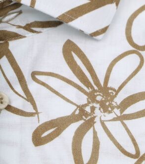 Overhemd Linnen Bloemen Beige - 43