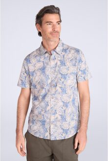 Overhemd met korte mouwen voor heren Tropical (Helder Blauw) - 4XL