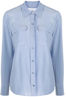 Overhemd met lange mouwen en opgestikte zakken Equipment , Blue , Dames - S,Xs
