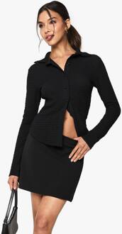 Overhemd Met Textuur En Knoopsluiting, Black - 40