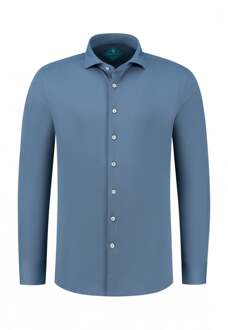 Overhemd Pique Performance Steel Blue  43 Blauw